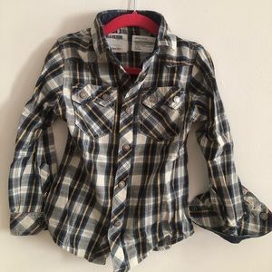 Kids Zadig & Voltaire Plaid Button Down - Embroidered Wolf on Back